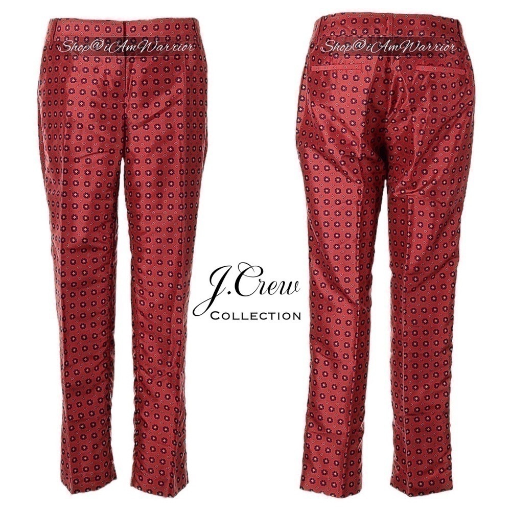 J.Crew Collection silk neck-tie foulard print cigarette pants *shop@iamwarrior - Picture 2 of 11